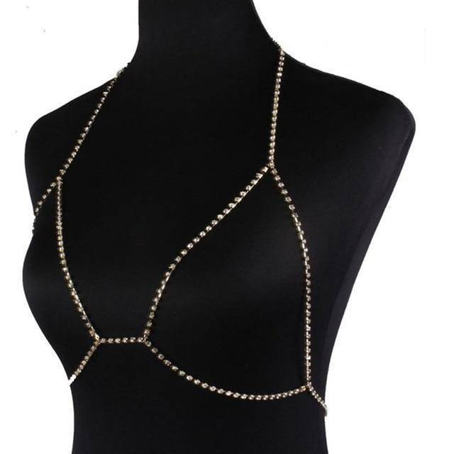 Crystal Bra Body Necklace Chain Necklaces Stone Fans Manufacturer Store Type2-Gold