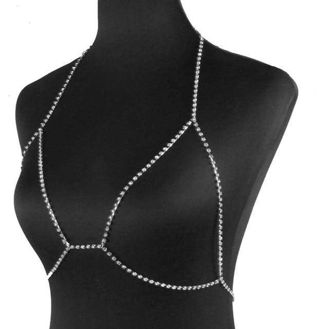 Crystal Bra Body Necklace Chain Necklaces Stone Fans Manufacturer Store Type2-Silver