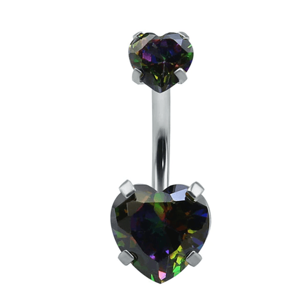 Crystal Heart Navel Piercing Body Jewelry Body Jewelry Mybic Store Black