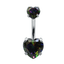 Crystal Heart Navel Piercing Body Jewelry Body Jewelry Mybic Store Black
