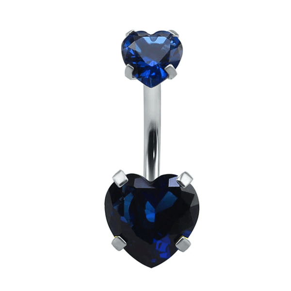 Crystal Heart Navel Piercing Body Jewelry Body Jewelry Mybic Store Blue