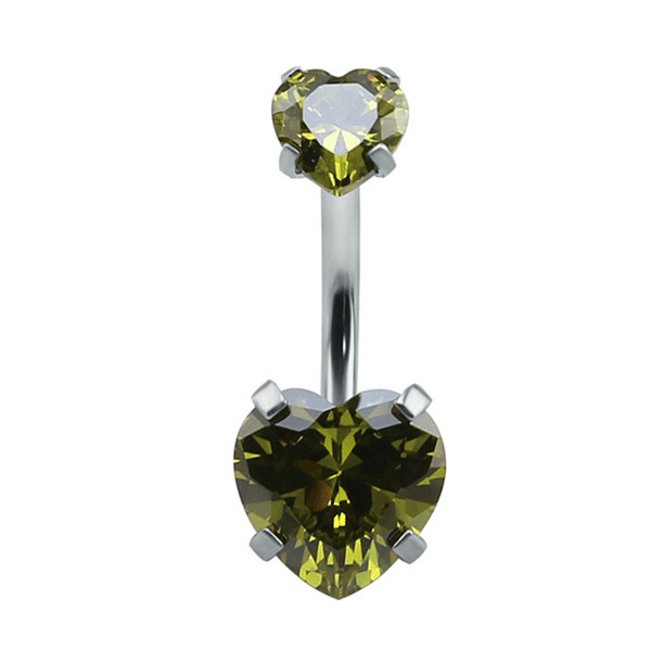 Crystal Heart Navel Piercing Body Jewelry Body Jewelry Mybic Store Green