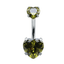 Crystal Heart Navel Piercing Body Jewelry Body Jewelry Mybic Store Green
