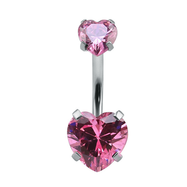 Crystal Heart Navel Piercing Body Jewelry Body Jewelry Mybic Store Pink