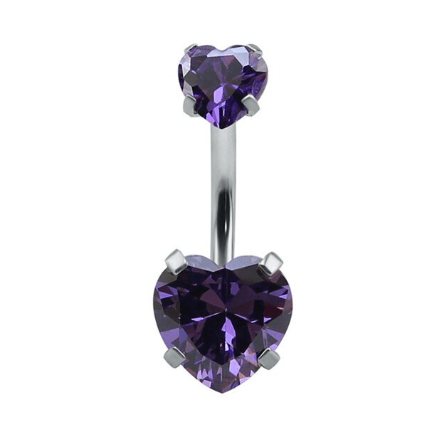 Crystal Heart Navel Piercing Body Jewelry Body Jewelry Mybic Store Purple