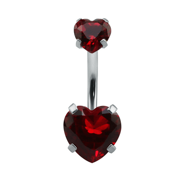 Crystal Heart Navel Piercing Body Jewelry Body Jewelry Mybic Store Red