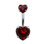 Crystal Heart Navel Piercing Body Jewelry Body Jewelry Mybic Store Red
