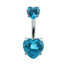 Crystal Heart Navel Piercing Body Jewelry Body Jewelry Mybic Store Sky Blue