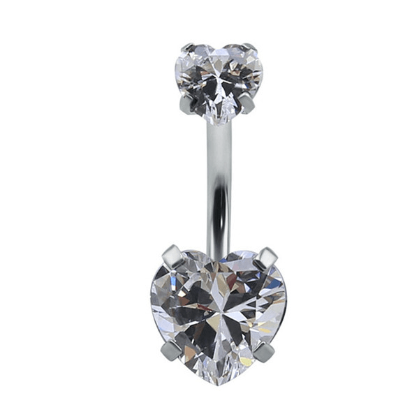 Crystal Heart Navel Piercing Body Jewelry Body Jewelry Mybic Store White
