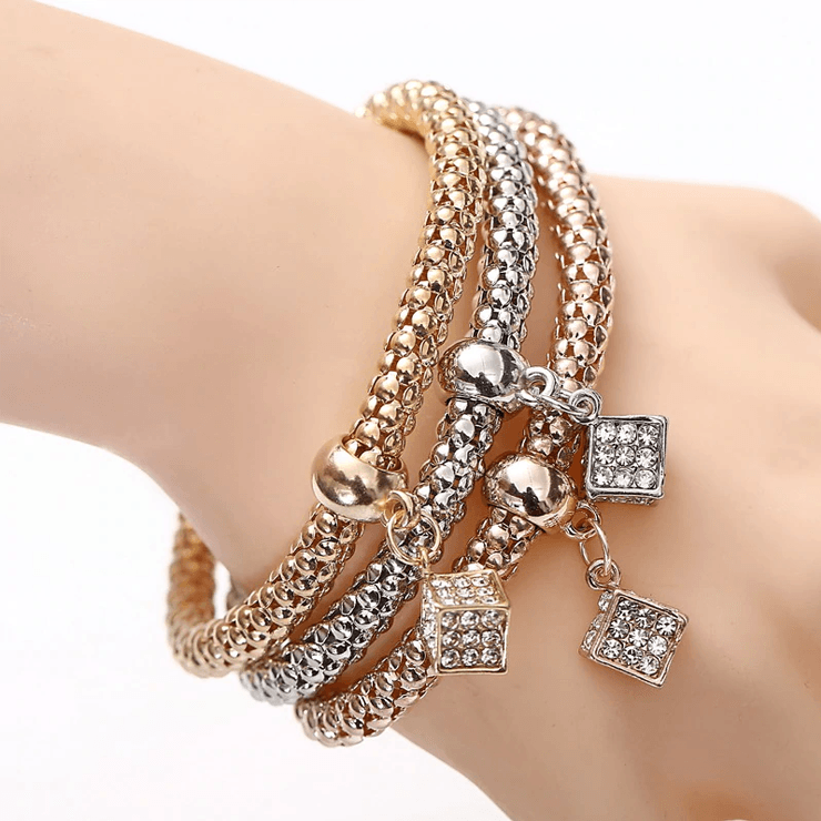 Crystal Owl Heart Rhinestone Charm Bracelet for Women Strand Bracelets ZOSHI Official Store Dice