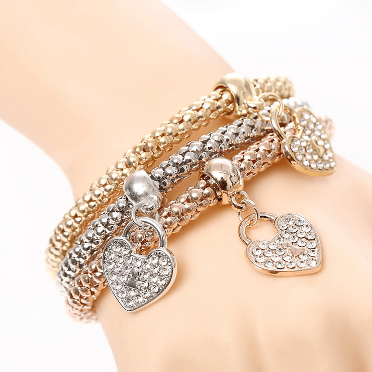 Crystal Owl Heart Rhinestone Charm Bracelet for Women Strand Bracelets ZOSHI Official Store Love Lock