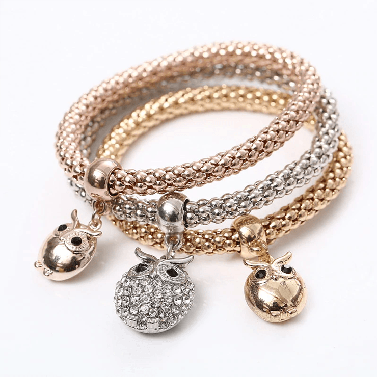 Crystal Owl Heart Rhinestone Charm Bracelet for Women Strand Bracelets ZOSHI Official Store Owl
