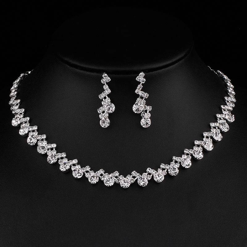 Crystal Silver Jewelry Sets Bridal Jewelry Sets TREAZY Official Store
