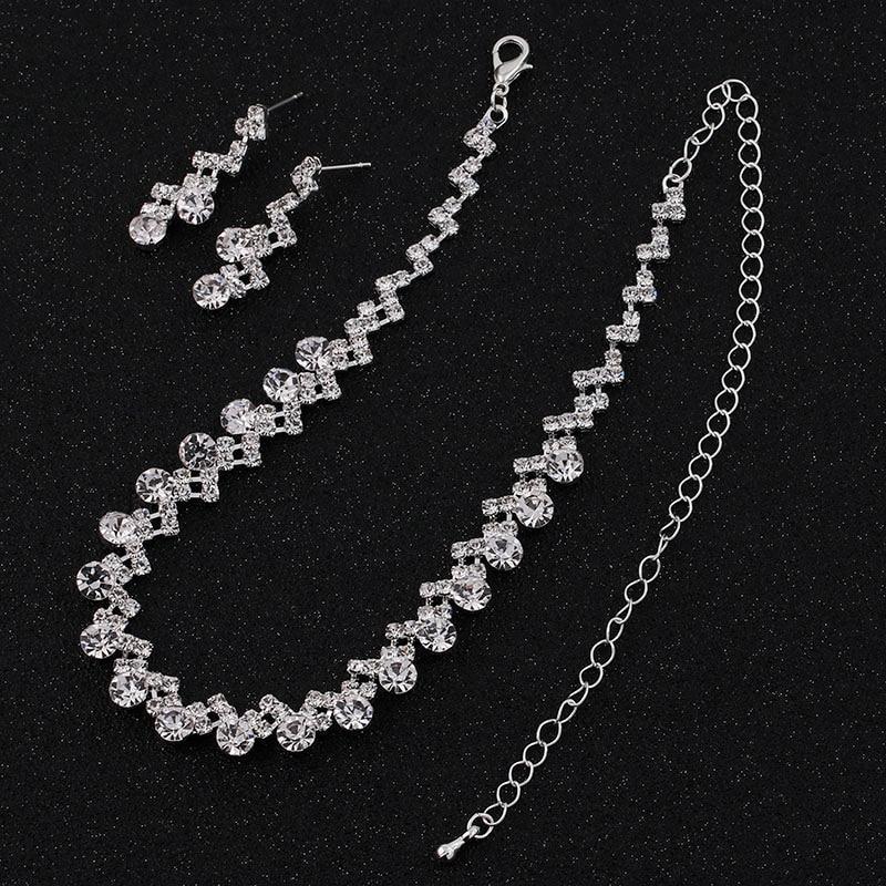 Crystal Silver Jewelry Sets Bridal Jewelry Sets TREAZY Official Store