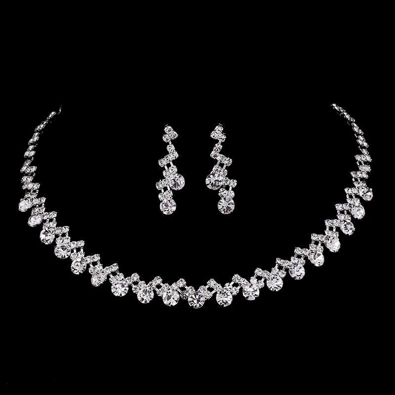 Crystal Silver Jewelry Sets Bridal Jewelry Sets TREAZY Official Store