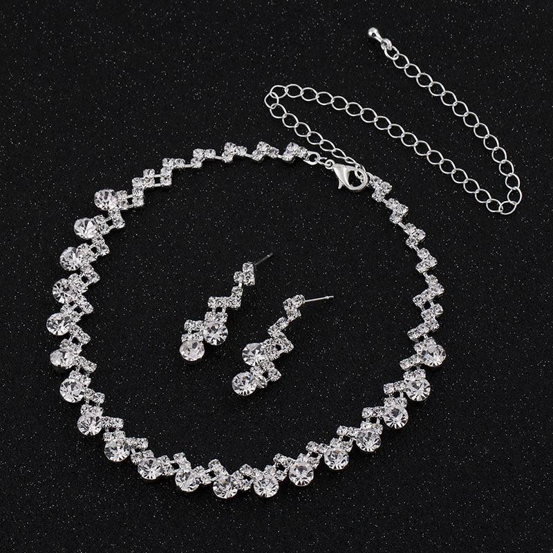Crystal Silver Jewelry Sets Bridal Jewelry Sets TREAZY Official Store