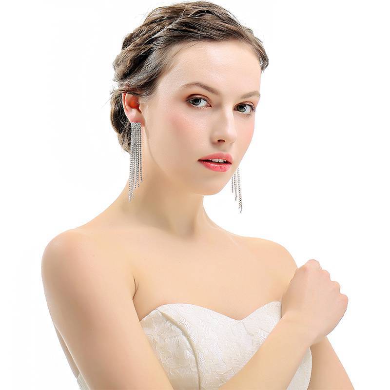 Crystal Tassel Bridal Jewelry Sets Bridal Jewelry Sets mecresh Official Store