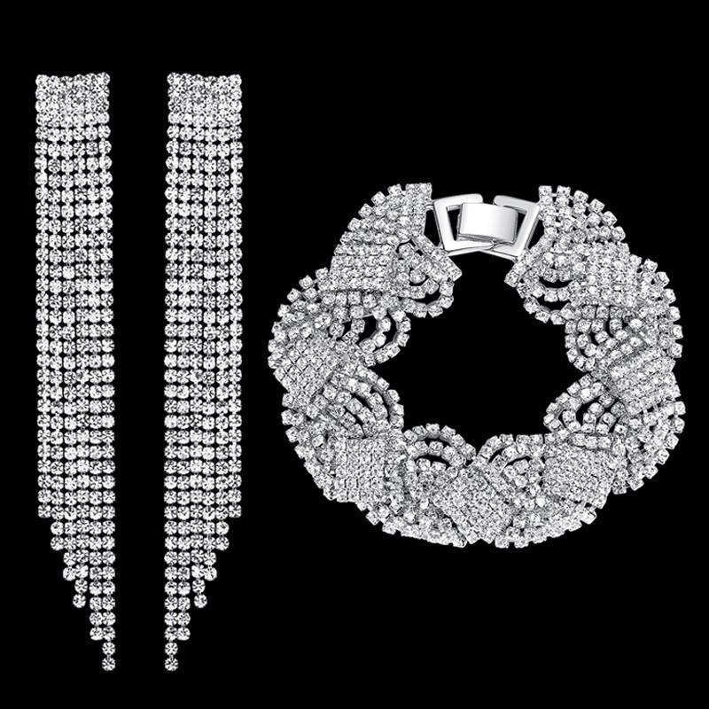 Crystal Tassel Bridal Jewelry Sets Bridal Jewelry Sets mecresh Official Store