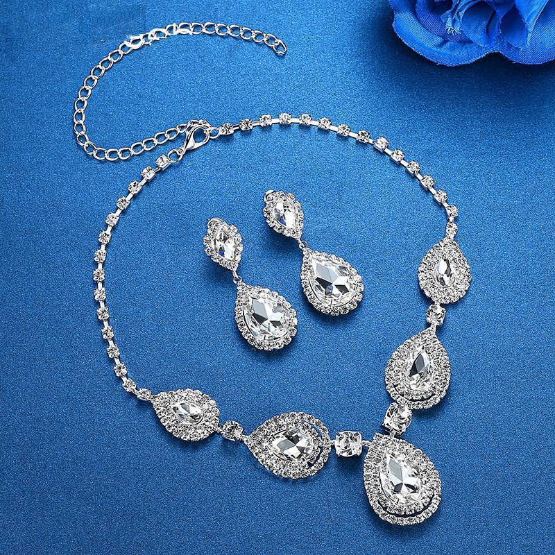 Crystal Teardrop Bridal Jewelry Sets Bridal Jewelry Sets mecresh Official Store