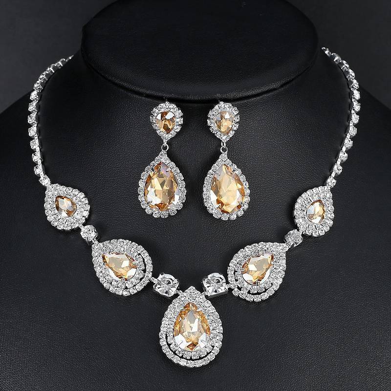 Crystal Teardrop Bridal Jewelry Sets Bridal Jewelry Sets mecresh Official Store