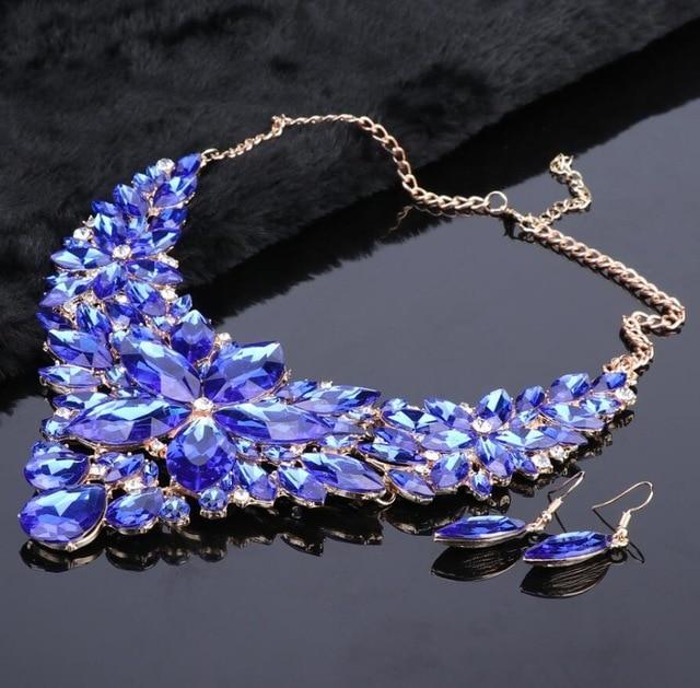 Crystal Wedding Party Jewelry Sets Bridal Jewelry Sets Carol Jewelry Dark Blue