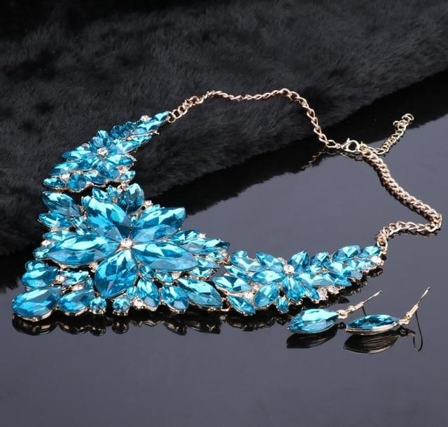 Crystal Wedding Party Jewelry Sets Bridal Jewelry Sets Carol Jewelry Lake Blue