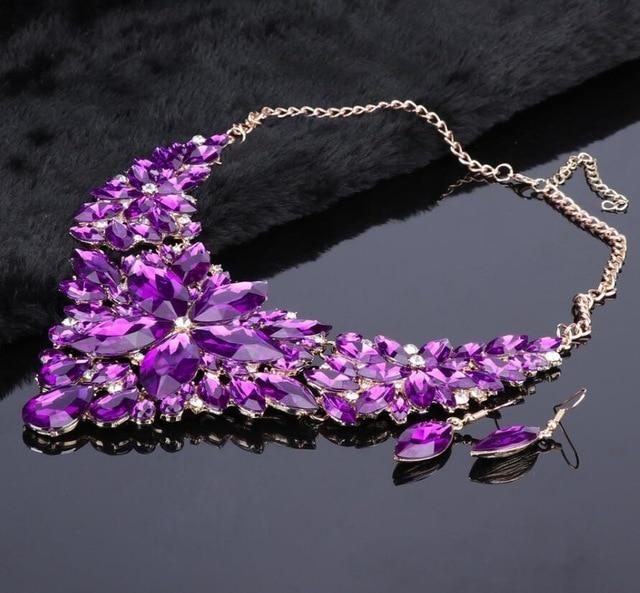Crystal Wedding Party Jewelry Sets Bridal Jewelry Sets Carol Jewelry Purple