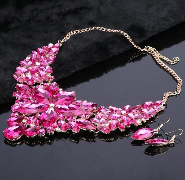 Crystal Wedding Party Jewelry Sets Bridal Jewelry Sets Carol Jewelry Rose Red
