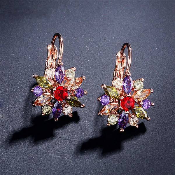 Crystal Zirconia Hoop Earrings For Women Hoop Earrings ZAKOL Official Store Multicolor Rose Gold