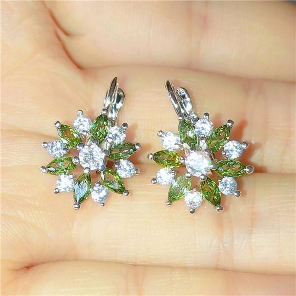 Crystal Zirconia Hoop Earrings For Women Hoop Earrings ZAKOL Official Store Olive green