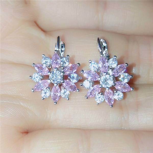Crystal Zirconia Hoop Earrings For Women Hoop Earrings ZAKOL Official Store Pink