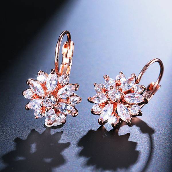 Crystal Zirconia Hoop Earrings For Women Hoop Earrings ZAKOL Official Store Rose Gold Color