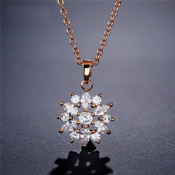 Crystal Zirconia Hoop Earrings For Women Hoop Earrings ZAKOL Official Store Rose neccklace