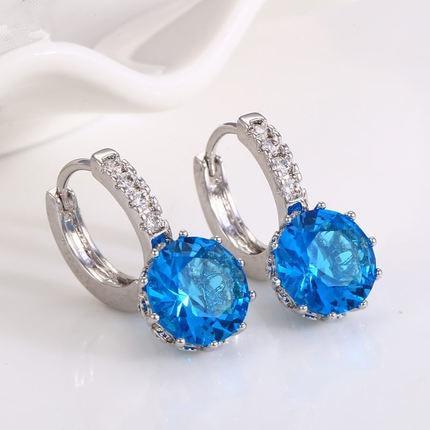 Cubic Zircon Metal Vintage Stud Earring Stud Earrings MEAJOE Second Store Light blue