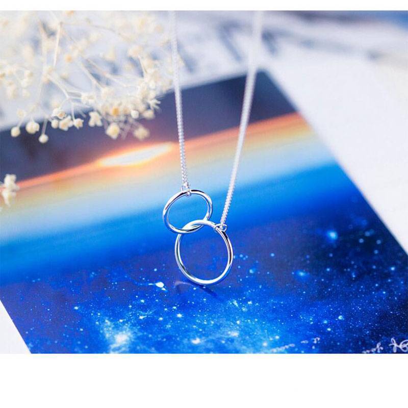 Double Circle Interlock Necklace Chain Necklaces anenjery Official Store