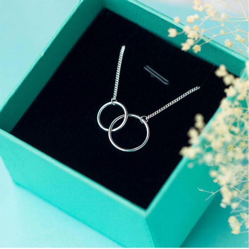 Double Circle Interlock Necklace Chain Necklaces anenjery Official Store