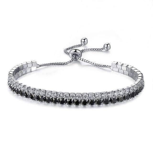 Double Layer Shining Cubic Zirconia Strand Bracelet For Women Strand Bracelets UMODE Official Store Black