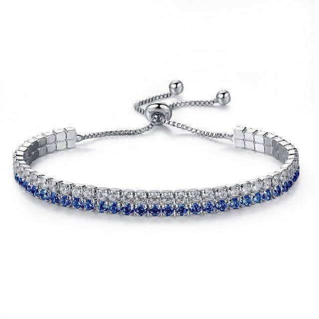 Double Layer Shining Cubic Zirconia Strand Bracelet For Women Strand Bracelets UMODE Official Store Blue