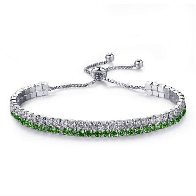 Double Layer Shining Cubic Zirconia Strand Bracelet For Women Strand Bracelets UMODE Official Store Green
