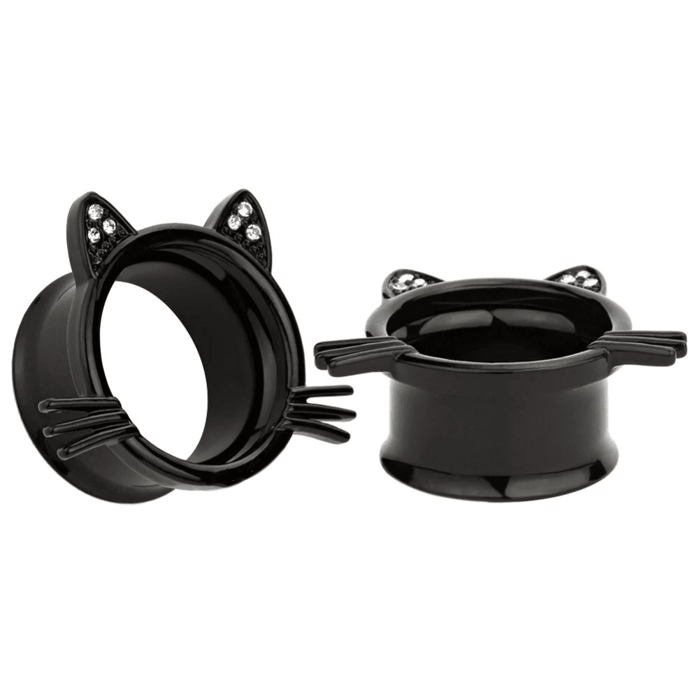 Ear Stretch Piercing Jewelry with Cat Design Body Jewelry yang yang li 6mm Black