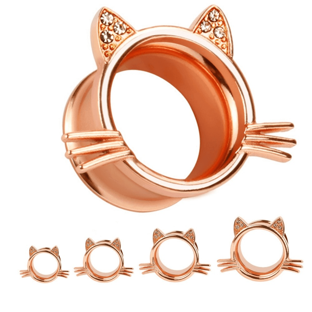 Ear Stretch Piercing Jewelry with Cat Design Body Jewelry yang yang li 6mm Gold