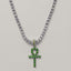 Egyptian Key to Life Cross Vintage Necklace Pendant Necklaces qijewells Store green ankh silver 30in 1 row chain