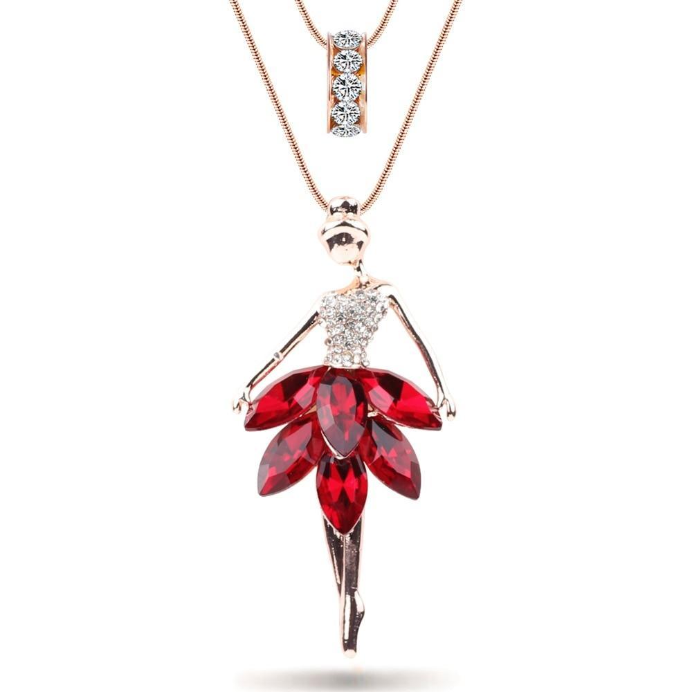 Enamel Necklace with Ballet Girl Design Pendant Necklaces Bonsny Official Store