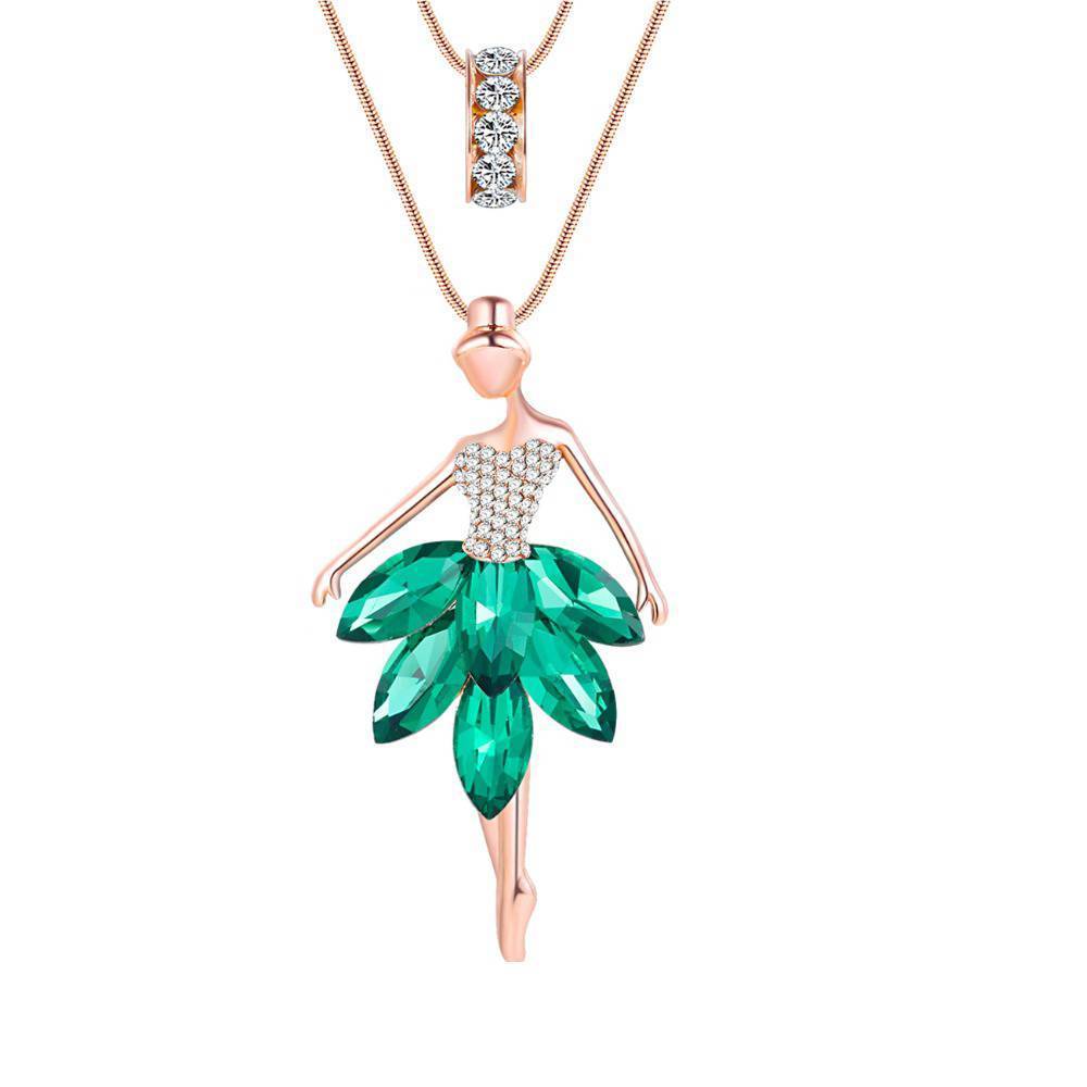 Enamel Necklace with Ballet Girl Design Pendant Necklaces Bonsny Official Store