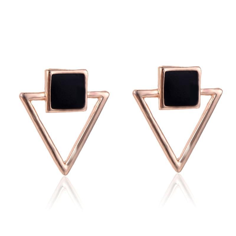 Enamel Square Hollow Triangle Earrings Drop Earrings SUKI Official Store Store