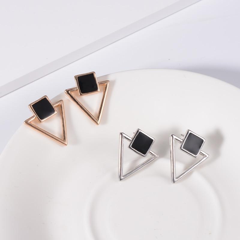 Enamel Square Hollow Triangle Earrings Drop Earrings SUKI Official Store Store