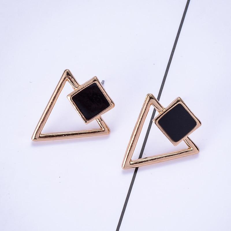 Enamel Square Hollow Triangle Earrings Drop Earrings SUKI Official Store Store