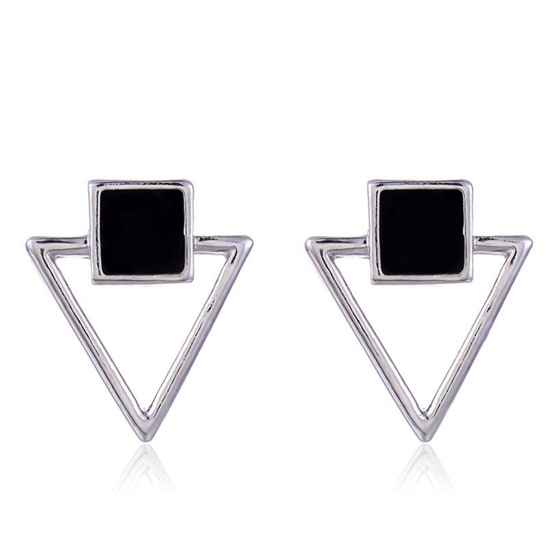 Enamel Square Hollow Triangle Earrings Drop Earrings SUKI Official Store Store