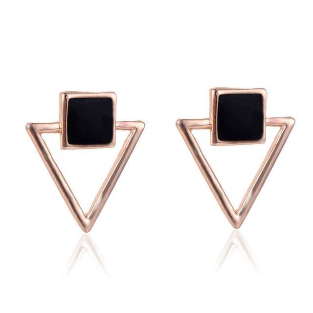 Enamel Square Hollow Triangle Earrings Drop Earrings SUKI Official Store Store Gold Color