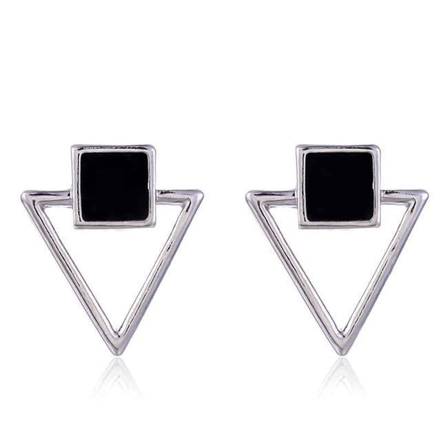 Enamel Square Hollow Triangle Earrings Drop Earrings SUKI Official Store Store White Gold Color